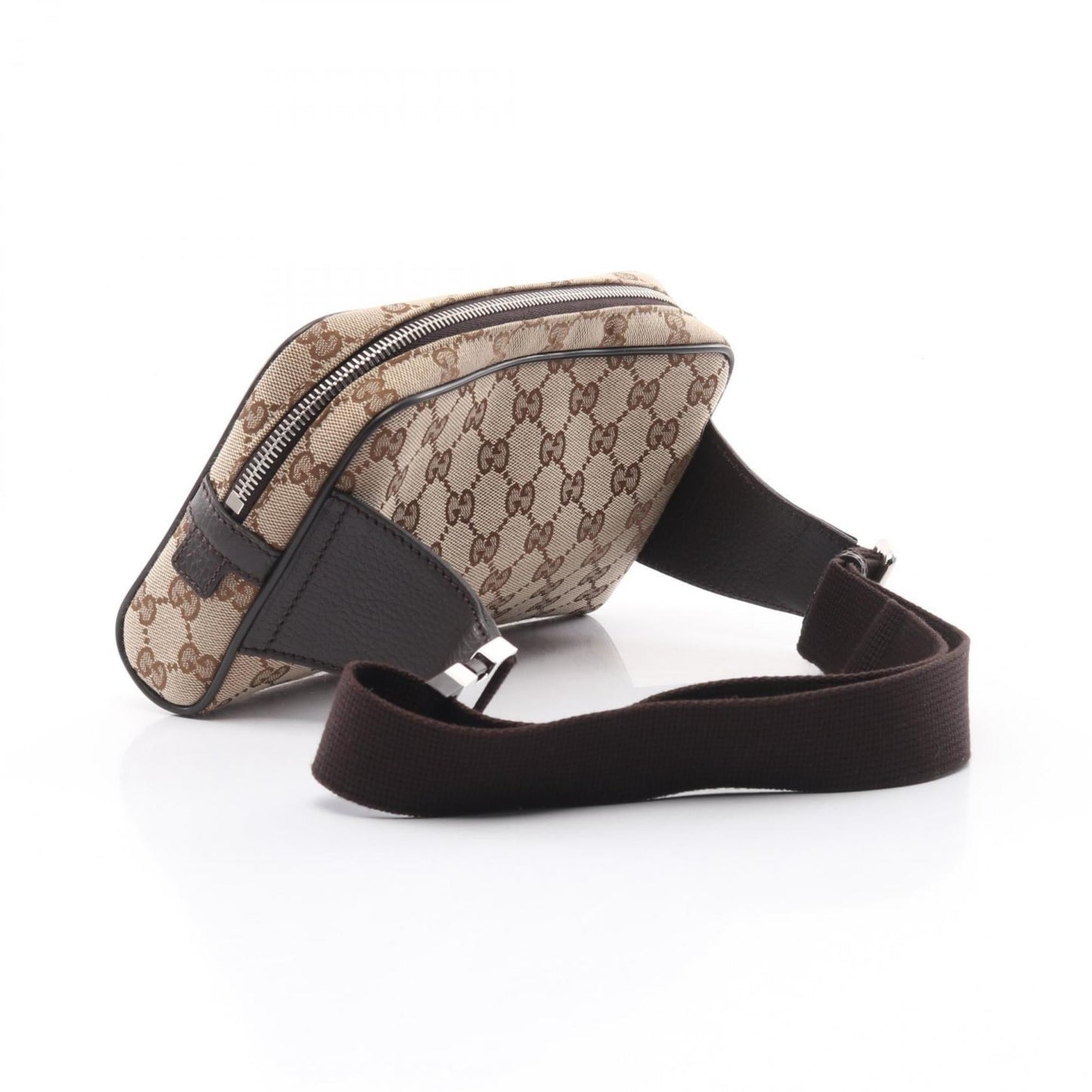 Gucci Beige Brown Gg Canvas Leather Fanny Pack