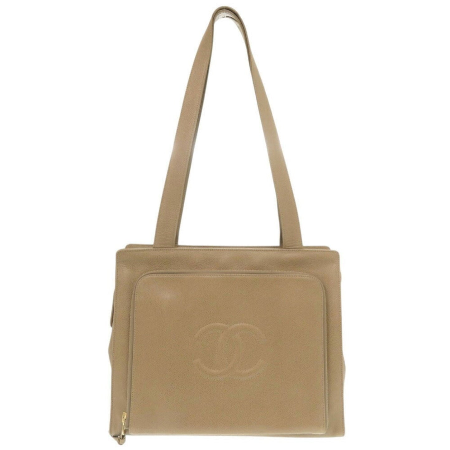 Chanel Beige Grained Calfskin Shoulder Bag Tote Bag