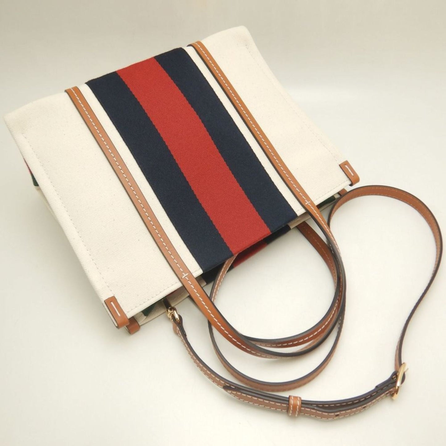 Gucci Brown Ivory Canvas Tote Bag