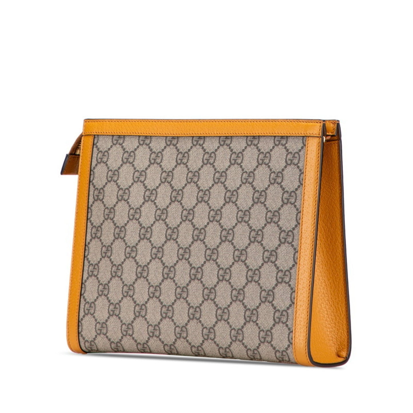 Gucci Beige Orange Pvc Leather Clutch Bag
