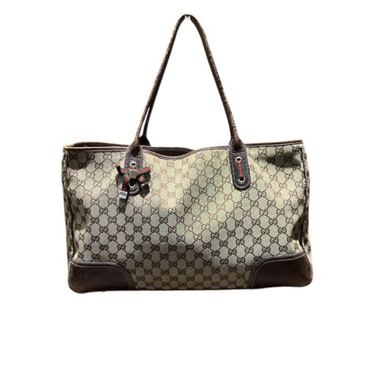 Gucci Brown Gg Canvas Leather Shoulder Bag Tote Bag