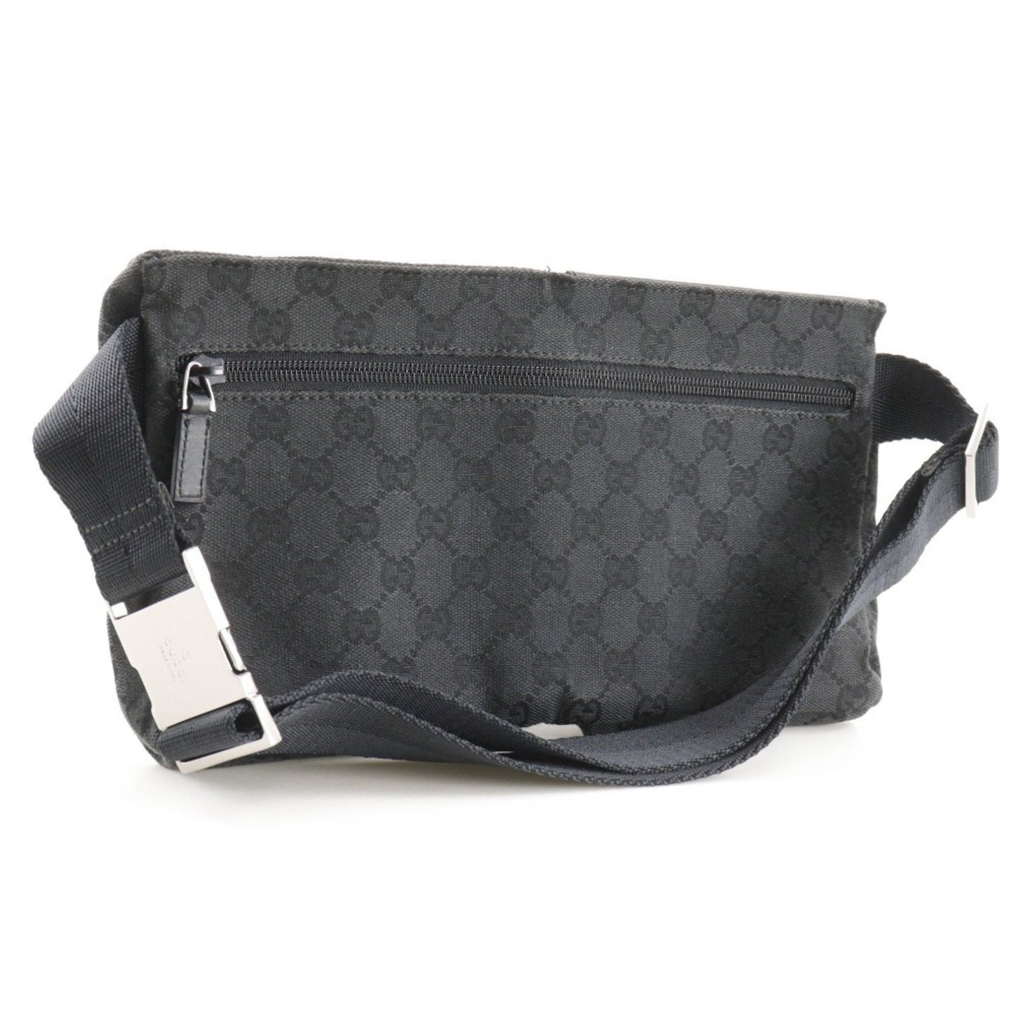 Gucci Black Gg Canvas Leather Sling Bag