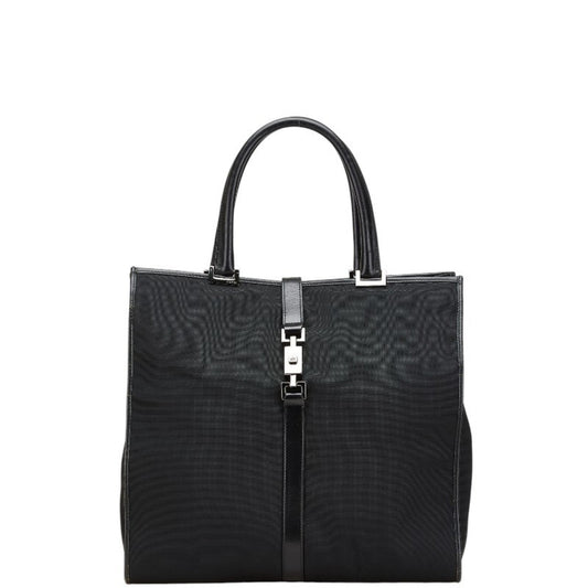 Gucci Jackie Black Canvas Leather Tote Bag