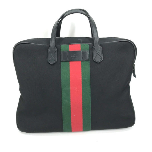 Gucci Black Leather Canvas Handbag Shoulder Bag Tote Bag