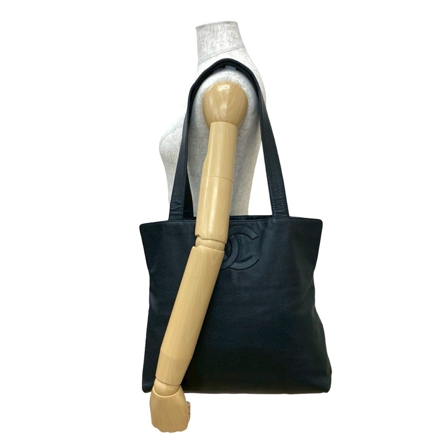 Chanel Black Grained Calfskin Handbag Tote Bag