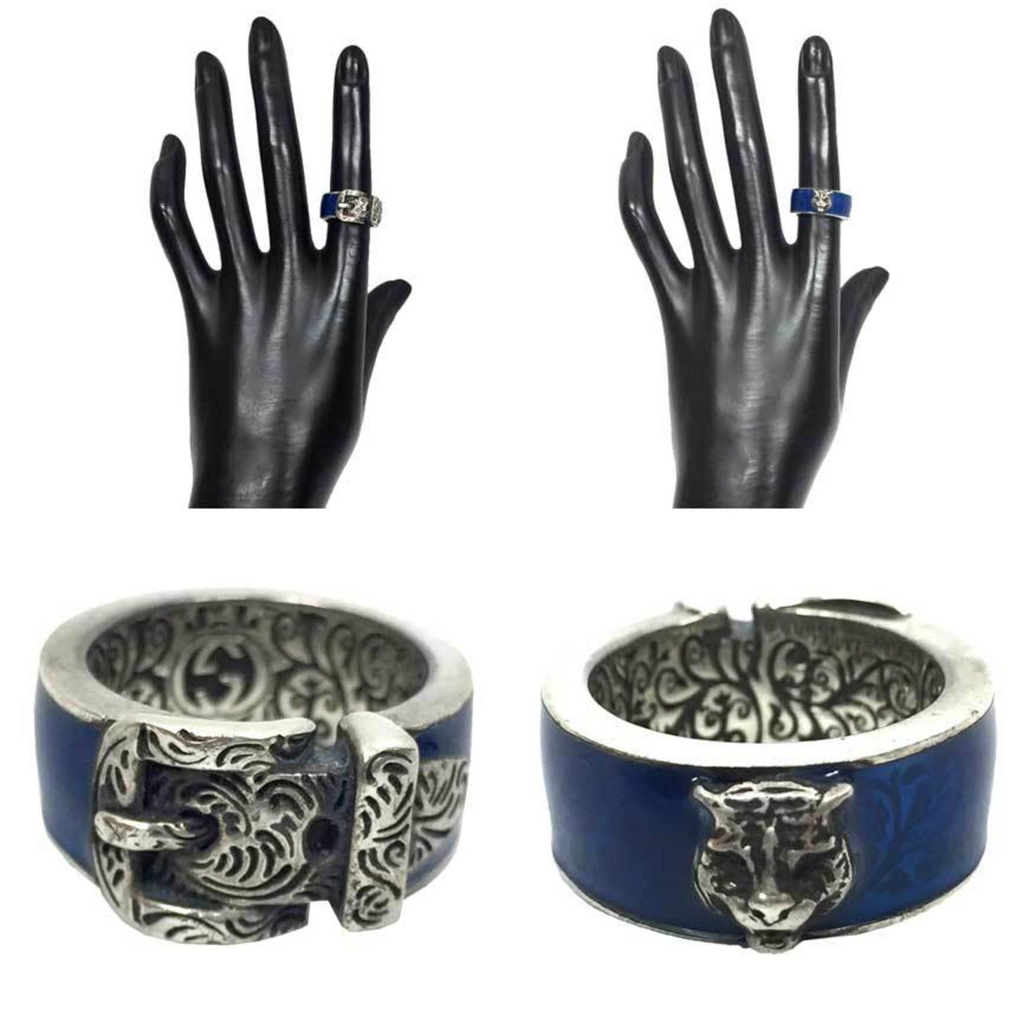 Gucci Blue Silver 925 Band Ring