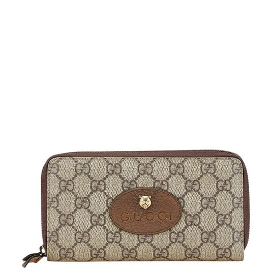Gucci Beige Brown Pvc Leather Long Wallet (Bi-Fold)