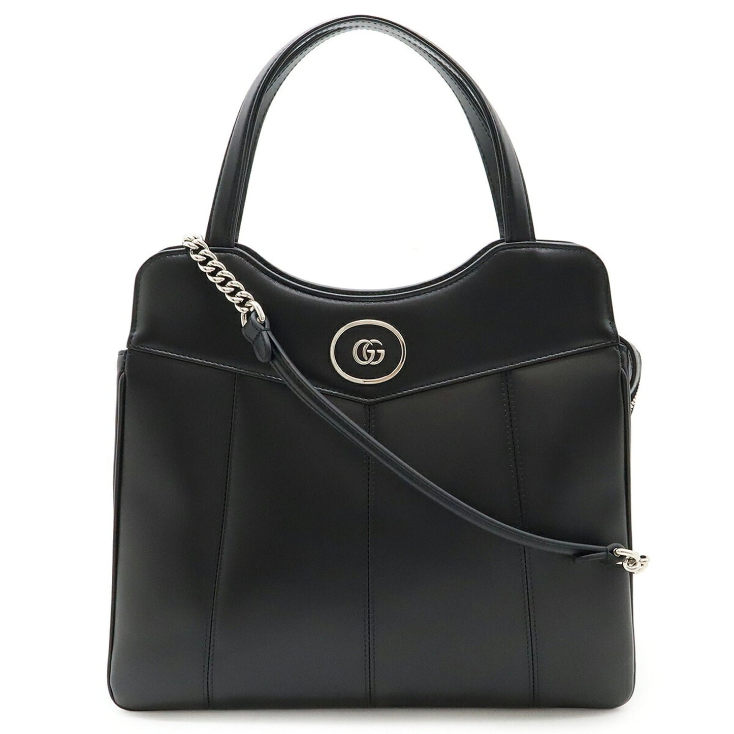 Gucci Black Leather Handbag Shoulder Bag Tote Bag