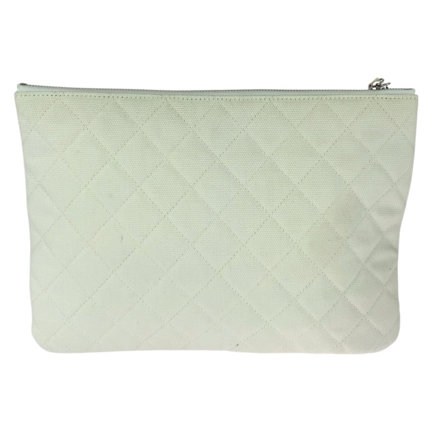 Chanel Multi-Color White Canvas Clutch Bag