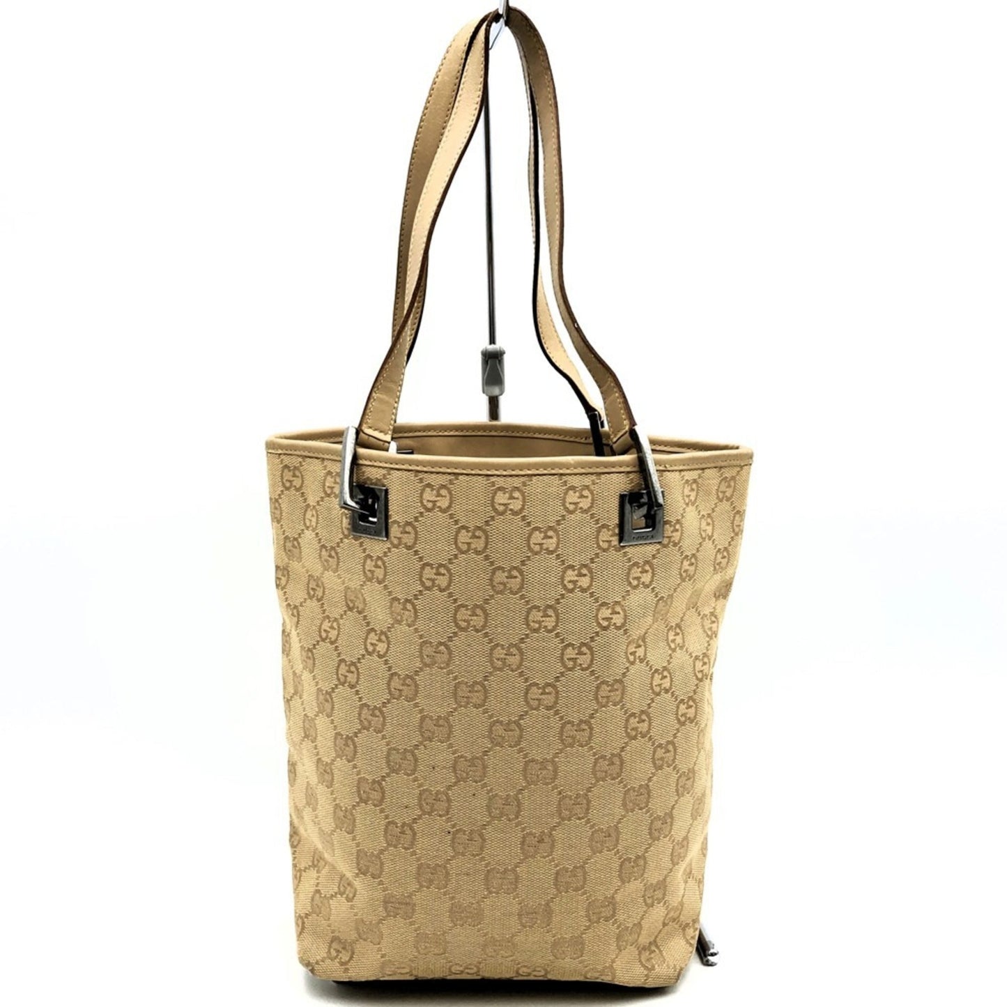 Gucci Gg Canvas Beige Gg Canvas Leather Handbag Tote Bag