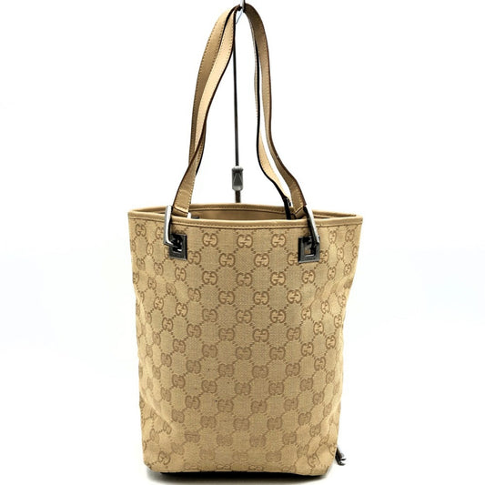 Gucci Gg Canvas Beige Gg Canvas Leather Handbag Tote Bag