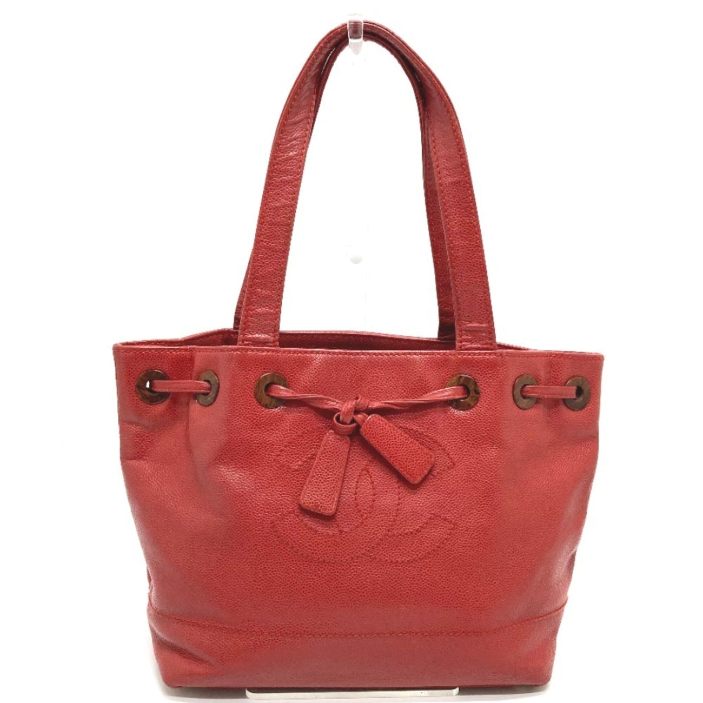 Chanel Red Color Grained Calfskin Handbag Tote Bag