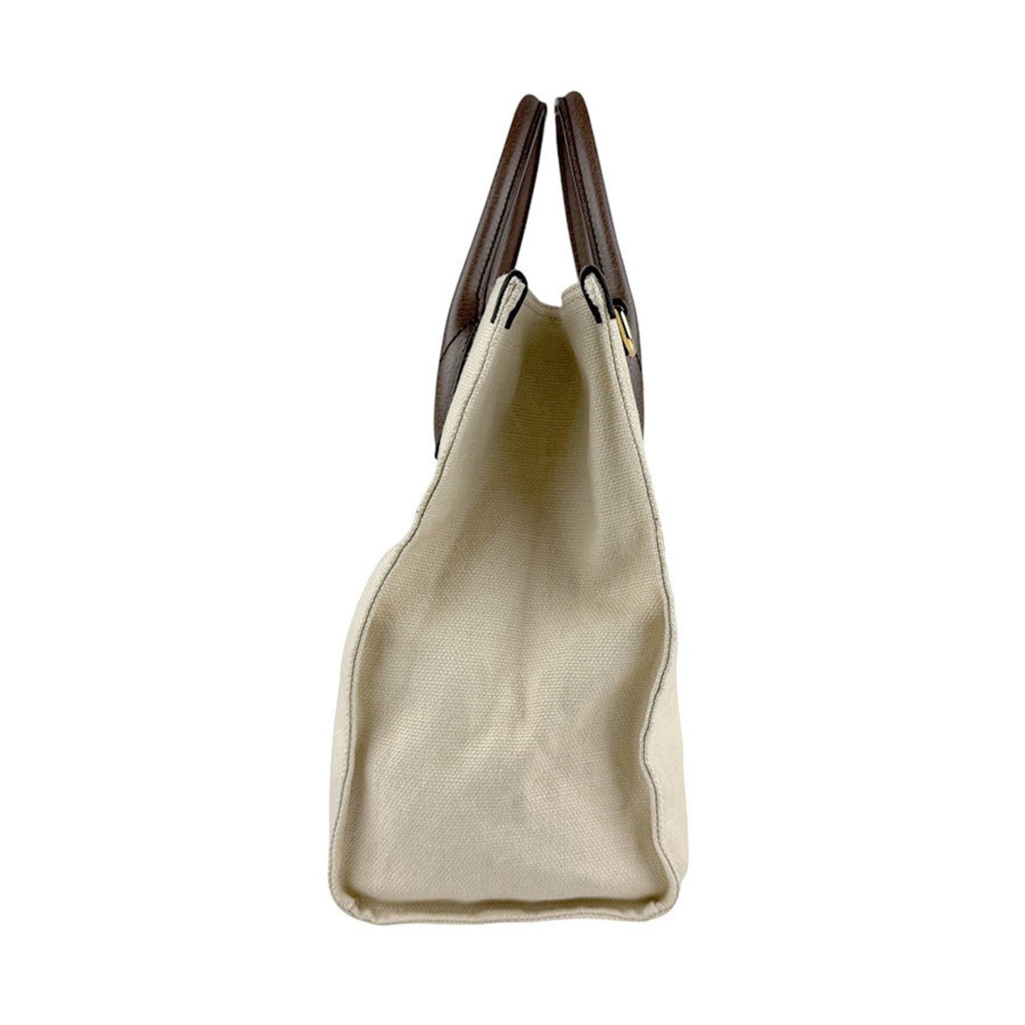 Gucci Brown Ivory Canvas Leather Handbag Shoulder Bag