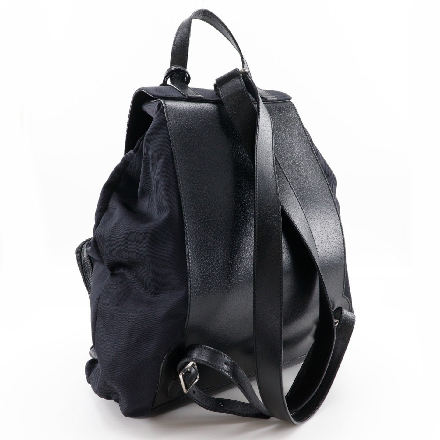 Gucci Black Nylon Canvas Leather Backpack