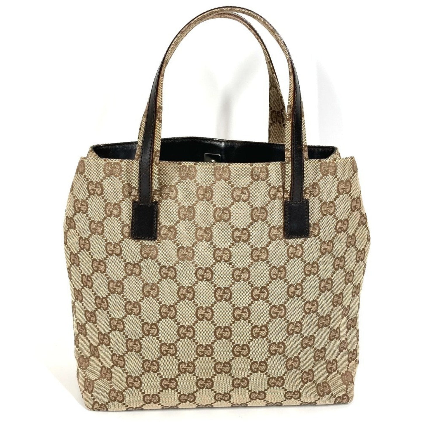 Gucci Gg Canvas Beige Dark Brown Gg Canvas Handbag Tote Bag