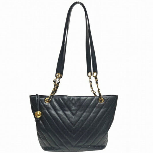 Chanel Navy Grained Calfskin Tote Bag