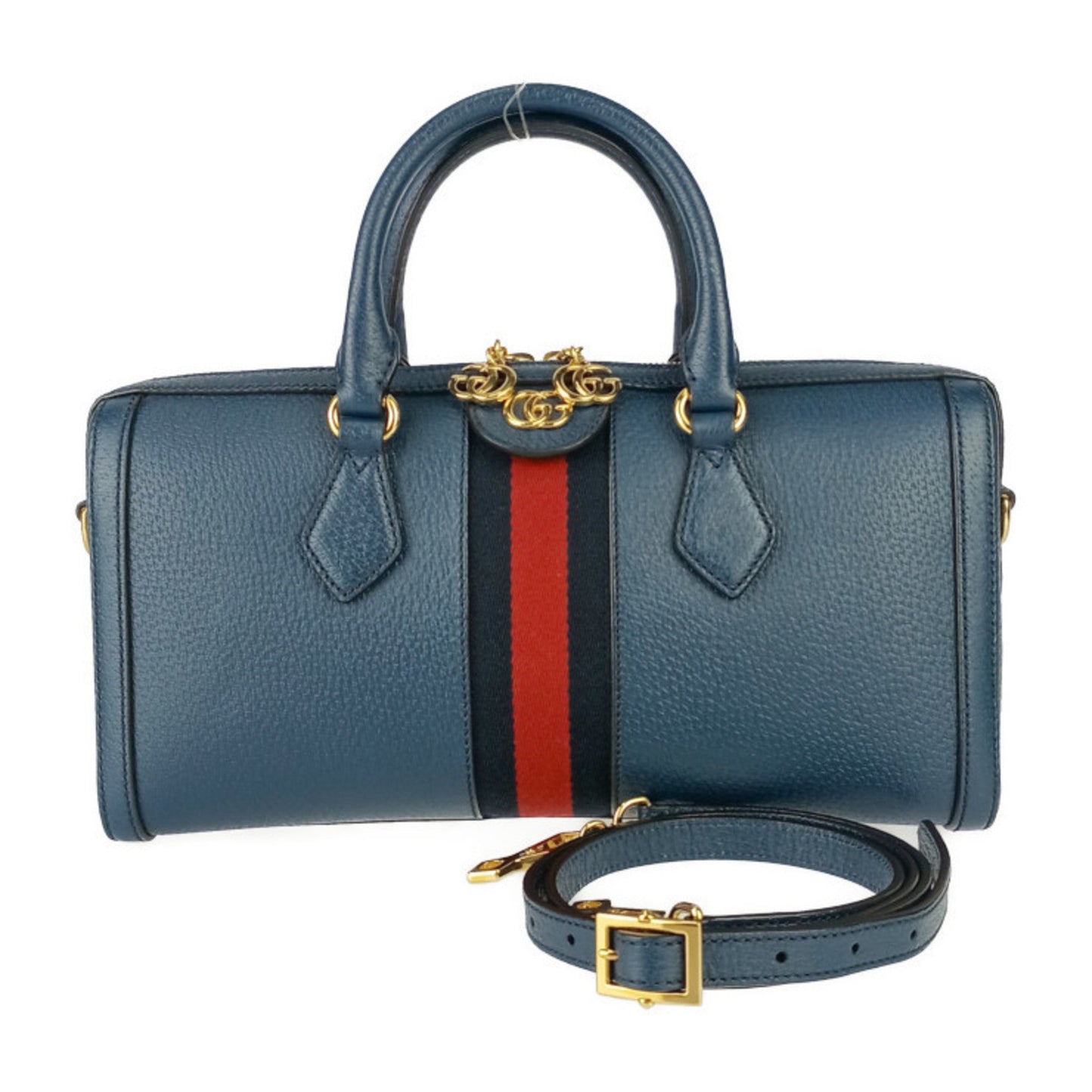 Gucci Navy Leather Boston Bag Handbag Shoulder Bag Tote Bag