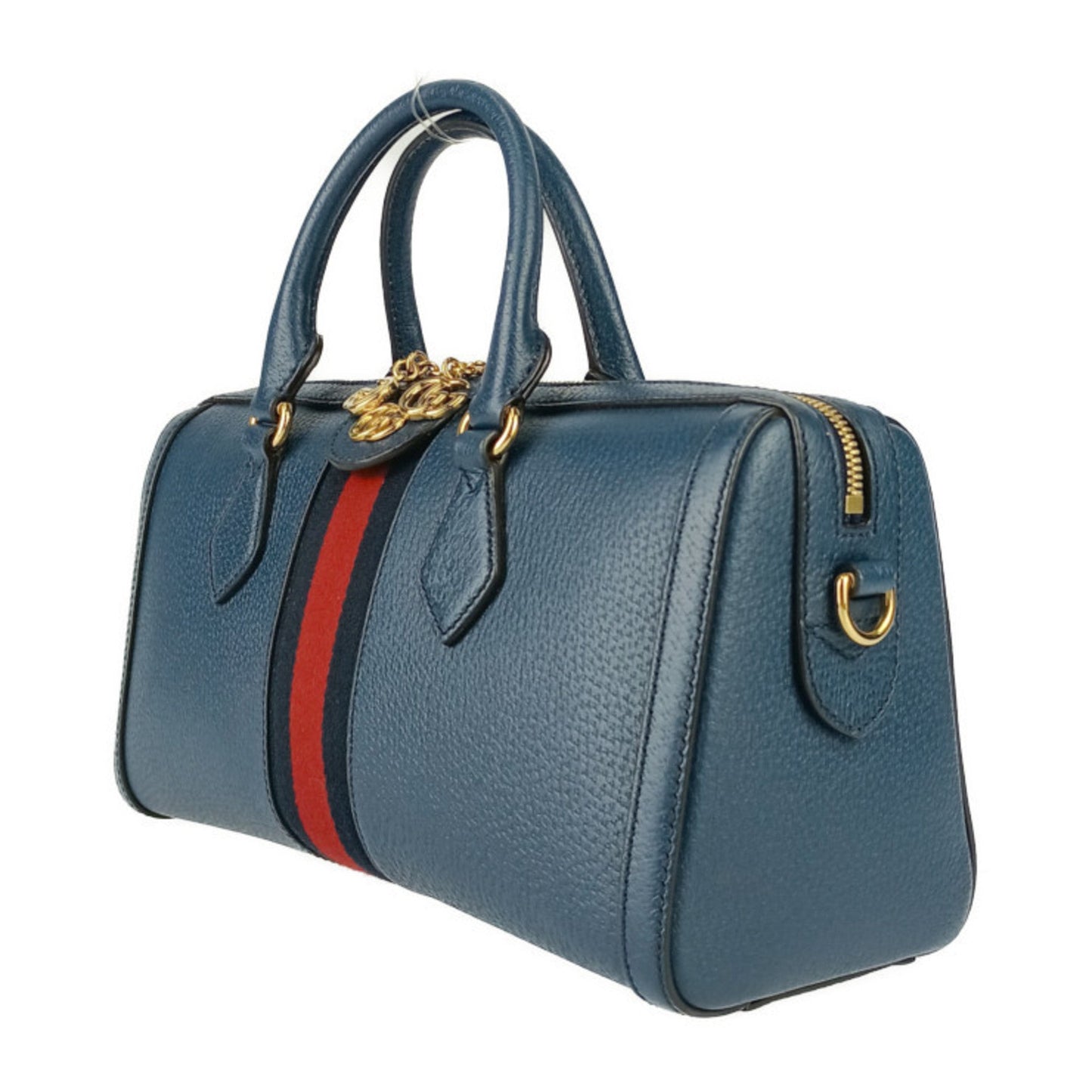 Gucci Navy Leather Boston Bag Handbag Shoulder Bag Tote Bag