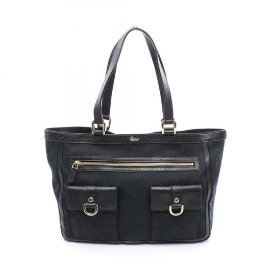 Gucci Abbey Black Canvas Leather Tote Bag