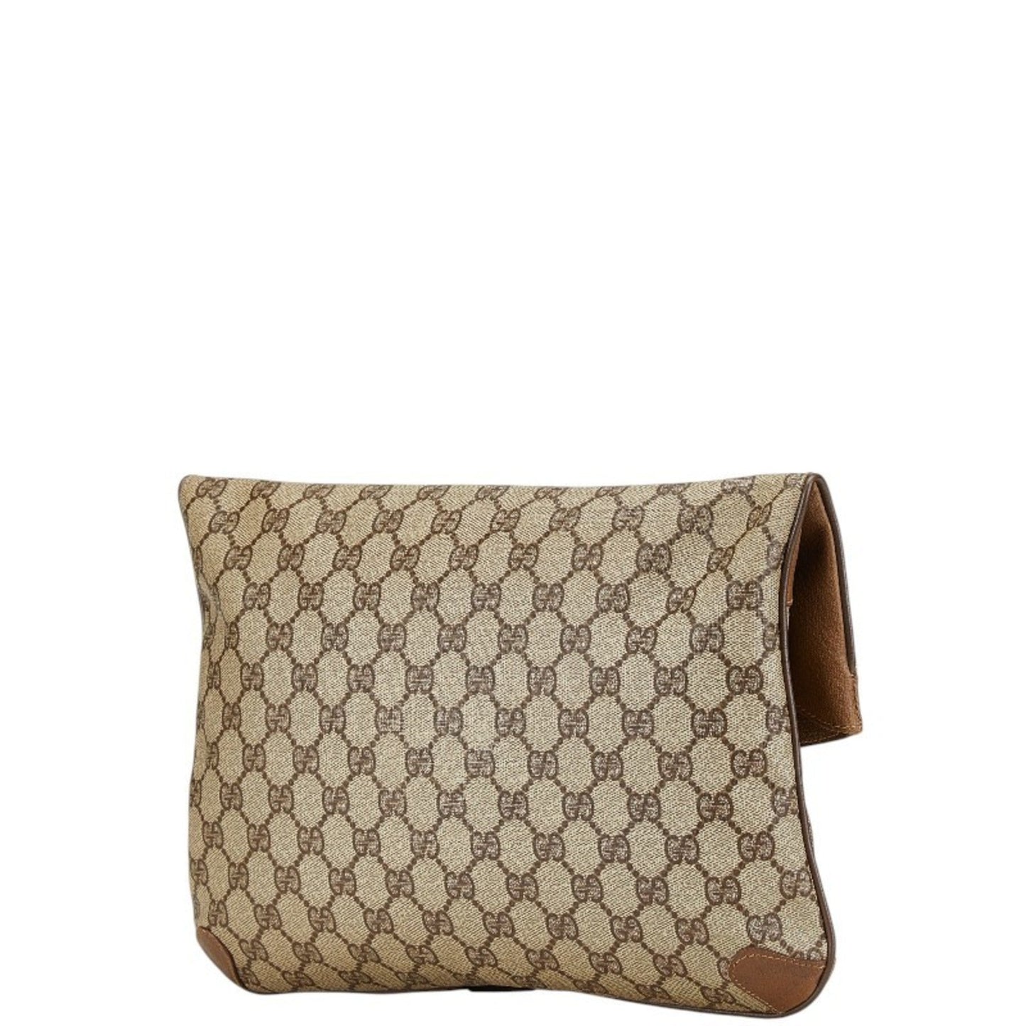 Gucci Beige Brown Pvc Leather Clutch Bag