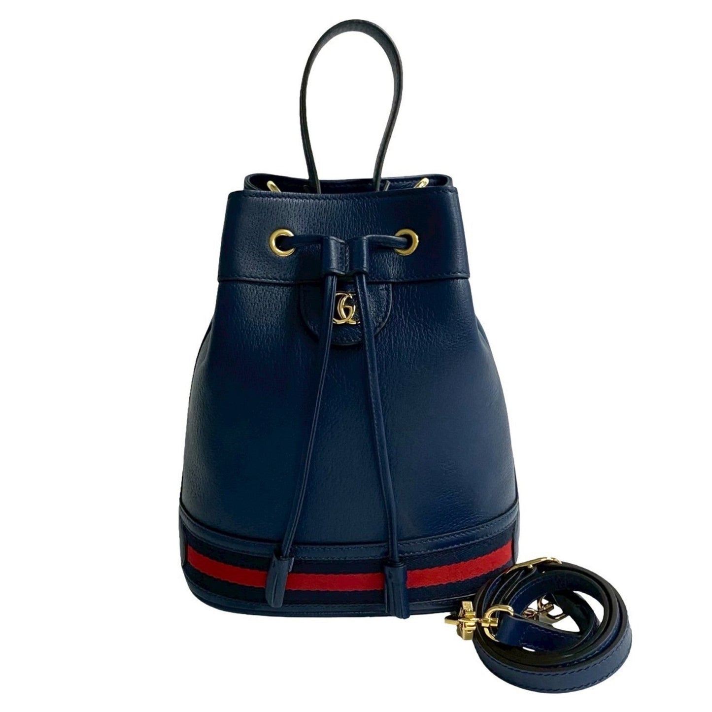 Gucci Navy Red Color Leather Handbag Shoulder Bag