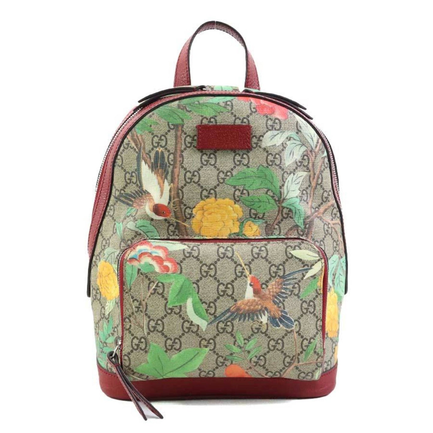 Gucci Beige Brown Green Multi-Color Red Color Gg Supreme Canvas Backpack