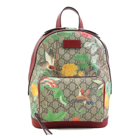 Gucci Beige Brown Green Multi-Color Red Color Gg Supreme Canvas Backpack