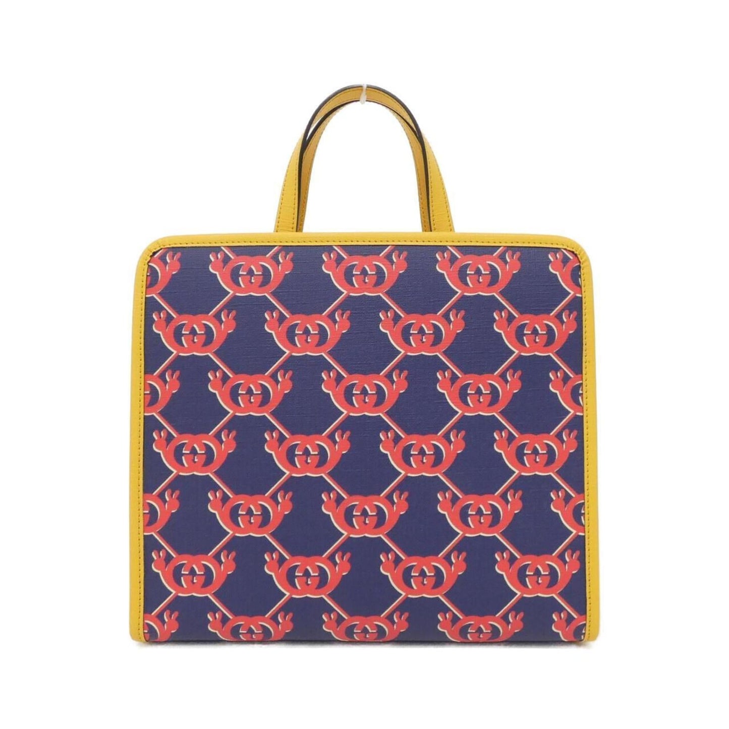 Gucci Blue Red Color Yellow Canvas Handbag