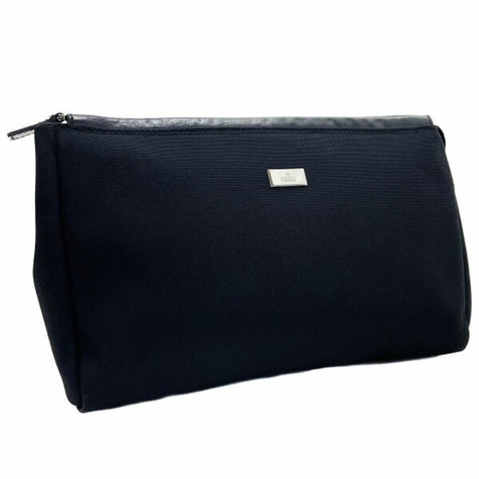 Gucci Black Nylon Leather Clutch Bag