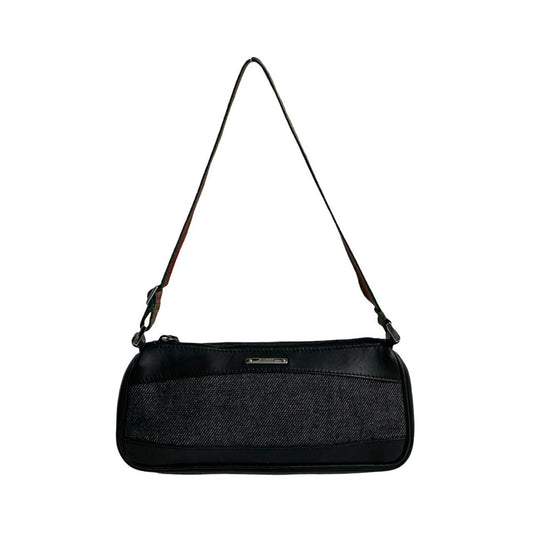 Gucci Black Green Red Color Leather Denim Handbag Shoulder Bag