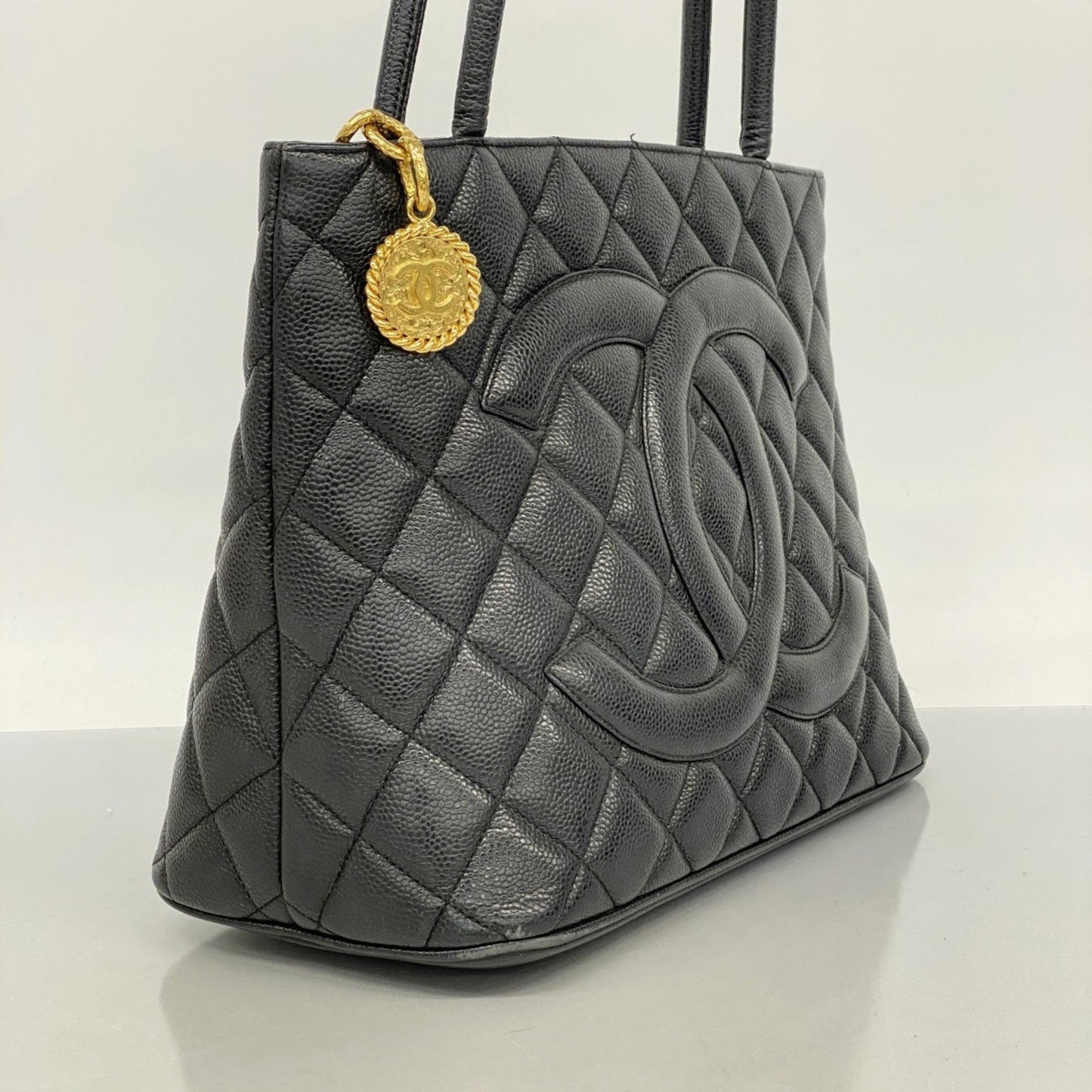 Chanel Black Grained Calfskin Tote Bag