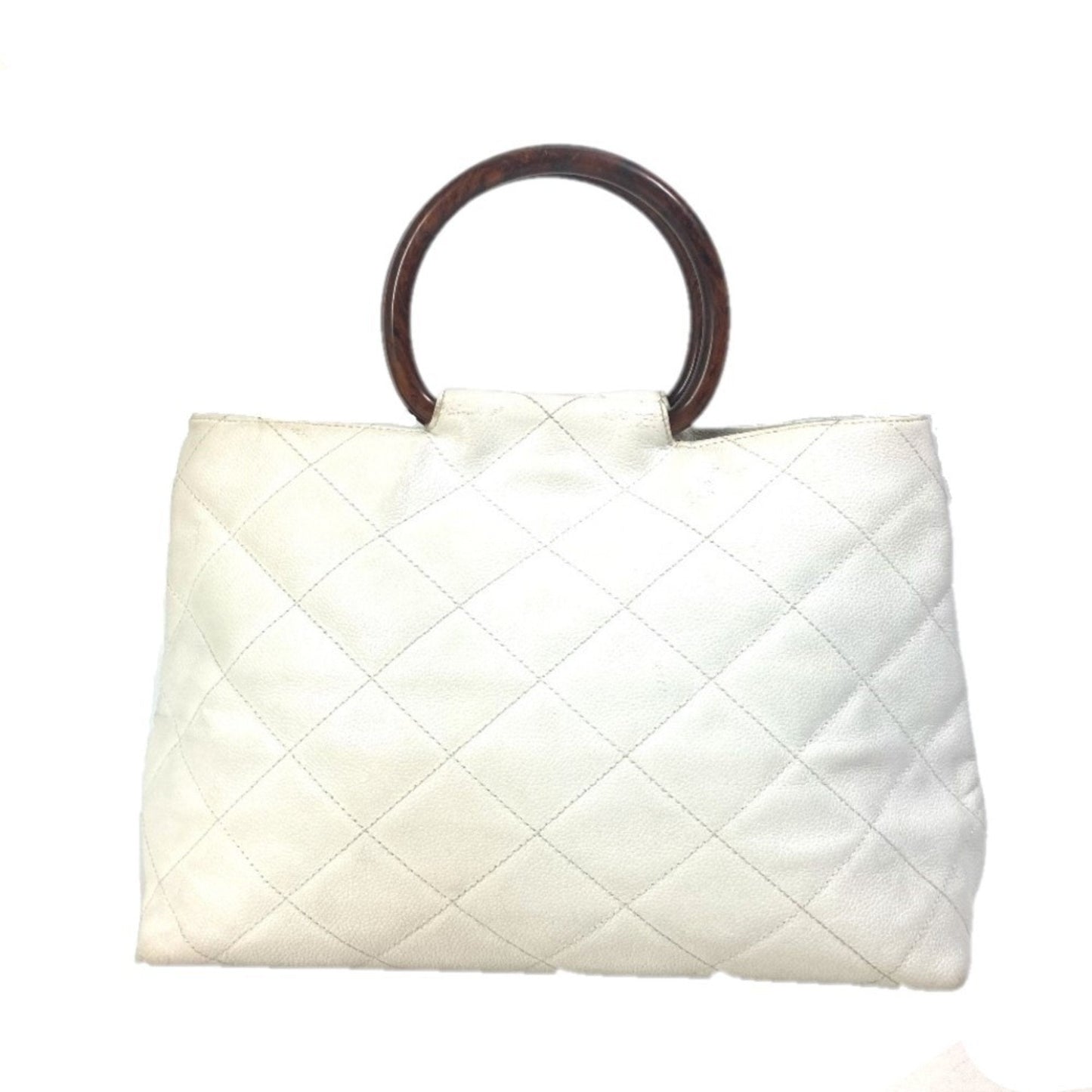 Chanel Matelasse Brown White Grained Calfskin Handbag Tote Bag