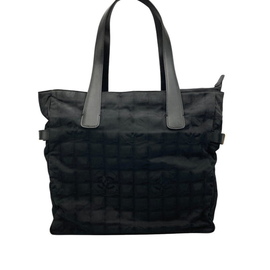 Chanel New Travel Line Black Jacquard Leather Tote Bag