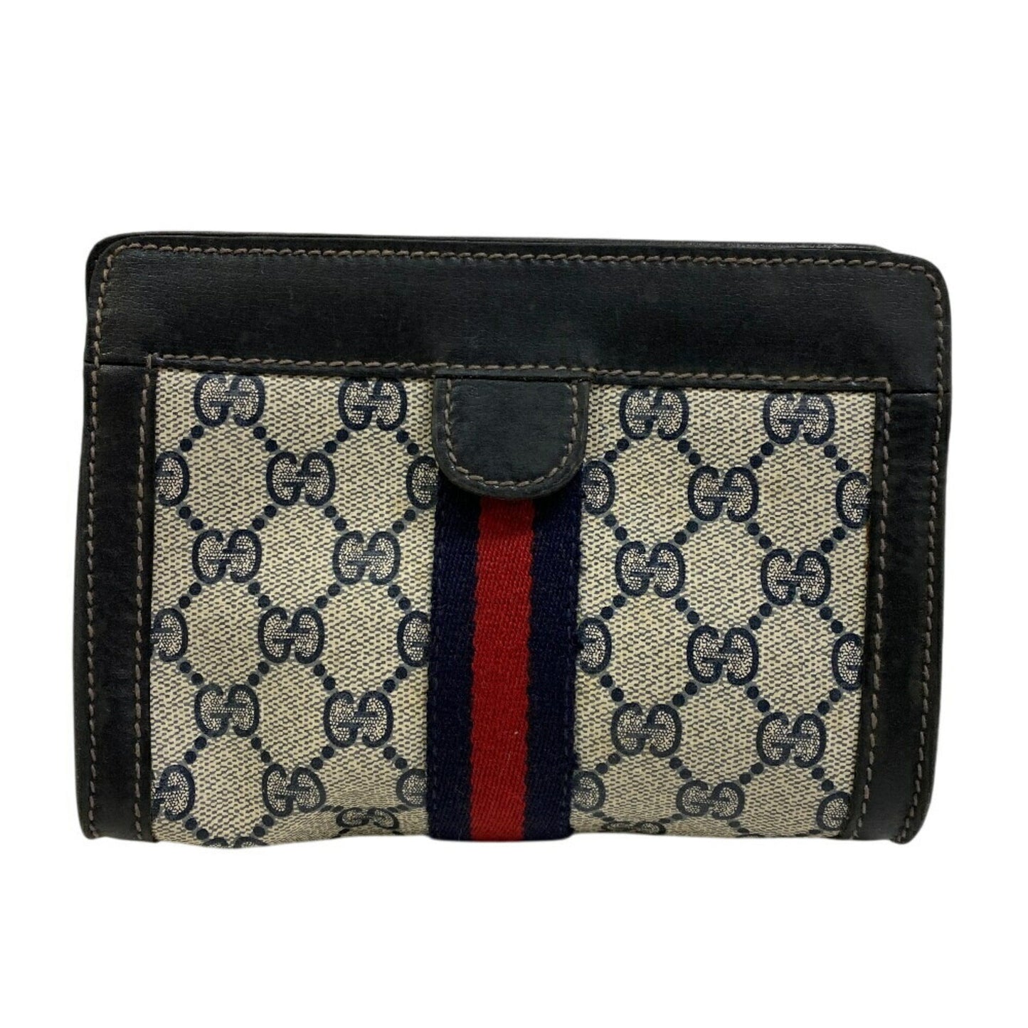 Gucci Brown Navy Gg Supreme Pouch
