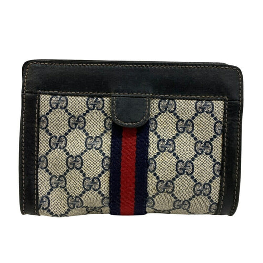 Gucci Brown Navy Gg Supreme Pouch