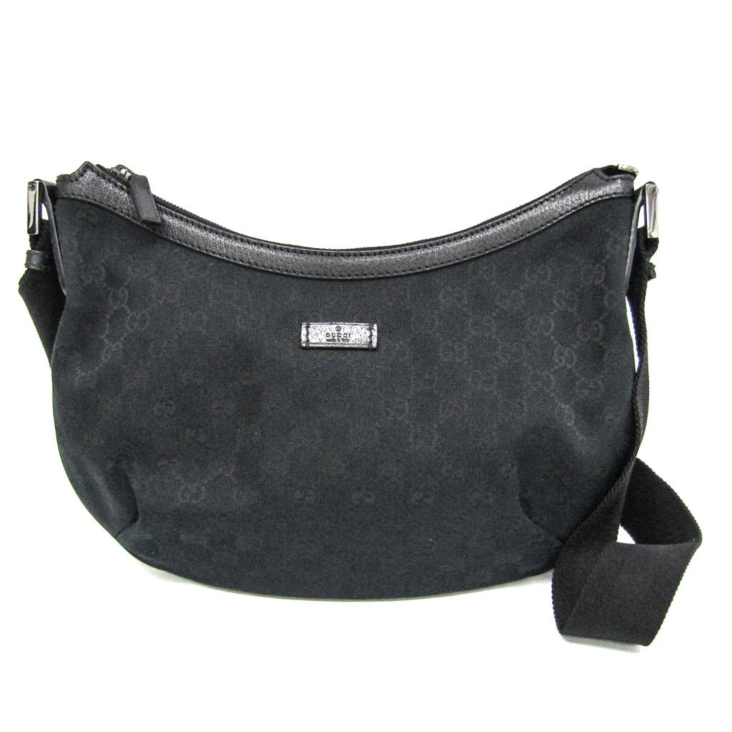 Gucci Gg Canvas Black Gg Canvas Leather Shoulder Bag