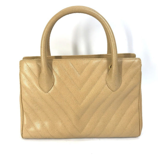 Chanel Beige Grained Calfskin Handbag Tote Bag