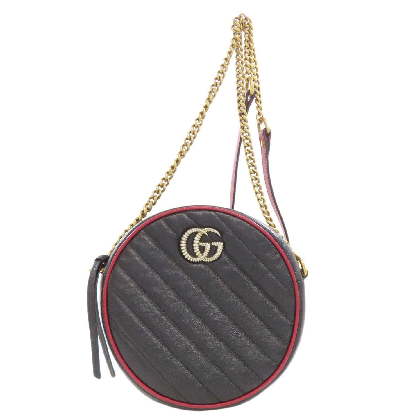 Gucci Black Red Color Leather Shoulder Bag