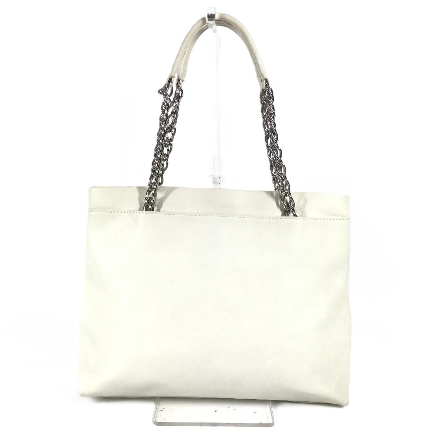 Chanel White Grained Calfskin Shoulder Bag Tote Bag