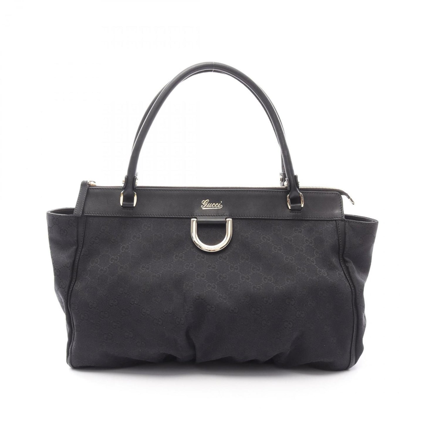 Gucci Gg Canvas Black Gg Canvas Leather Shoulder Bag