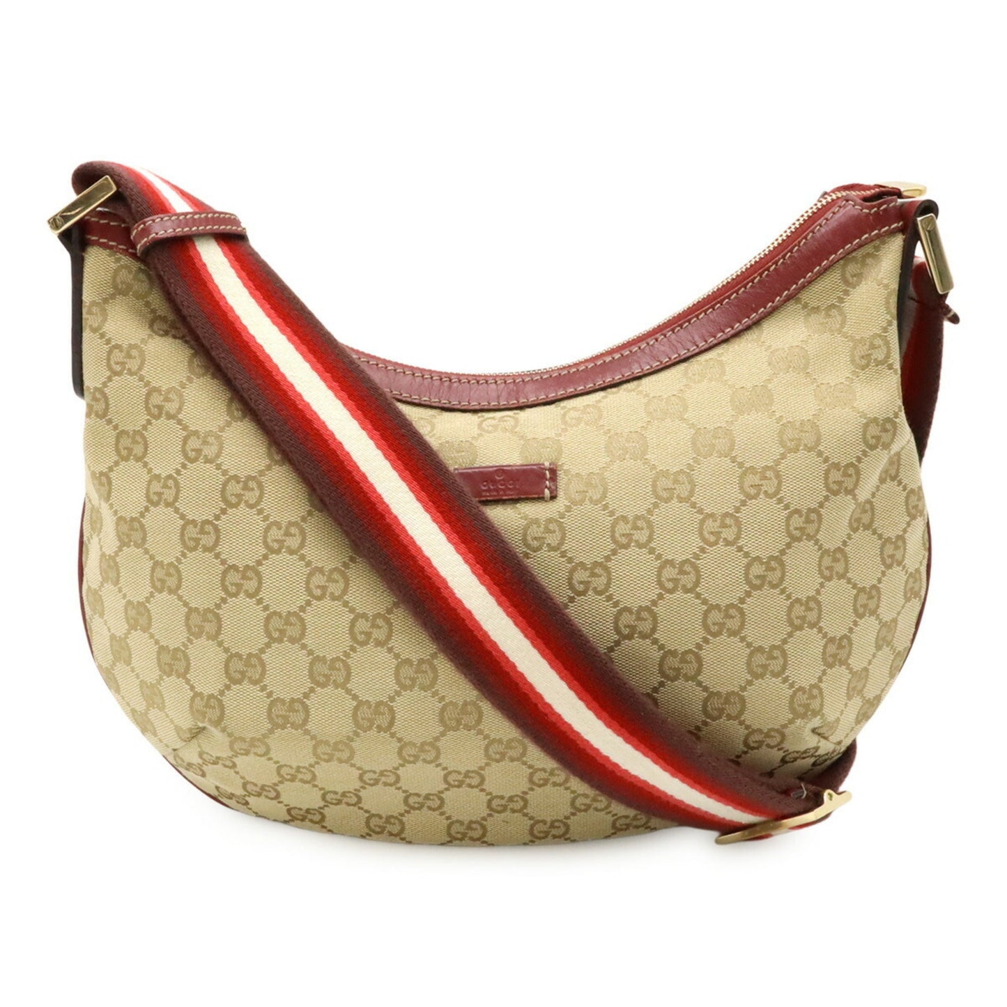Gucci Beige Red Color Gg Canvas Leather Shoulder Bag