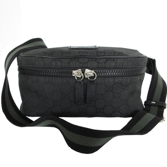 Gucci Black Khaki Nylon Canvas Sling Bag
