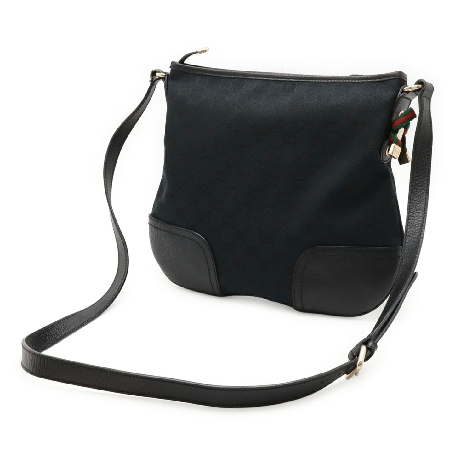 Gucci Black Green Red Color Gg Canvas Leather Shoulder Bag