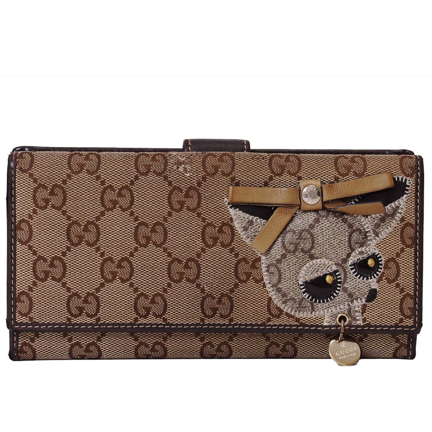Gucci Brown Canvas Leather Long Wallet (Bi-Fold)