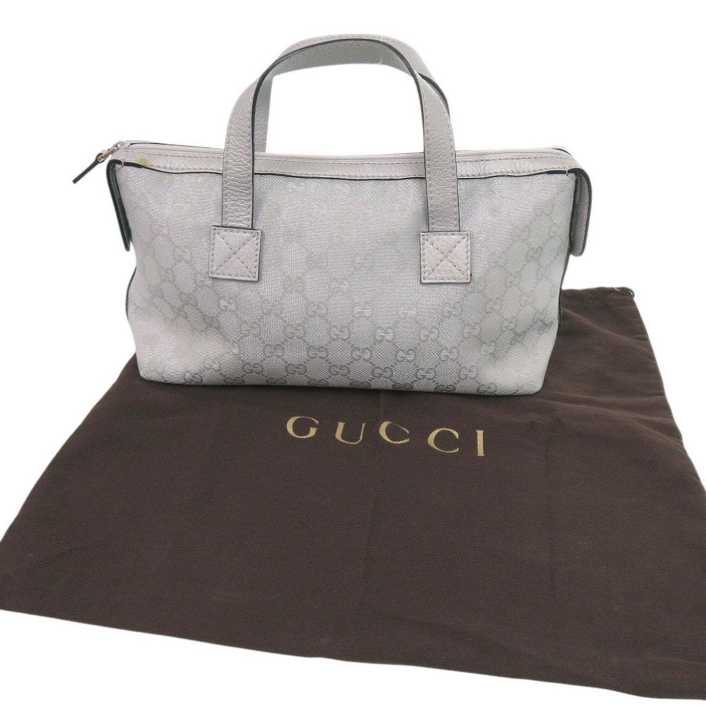 Gucci Gg Canvas Silver Gg Canvas Leather Handbag