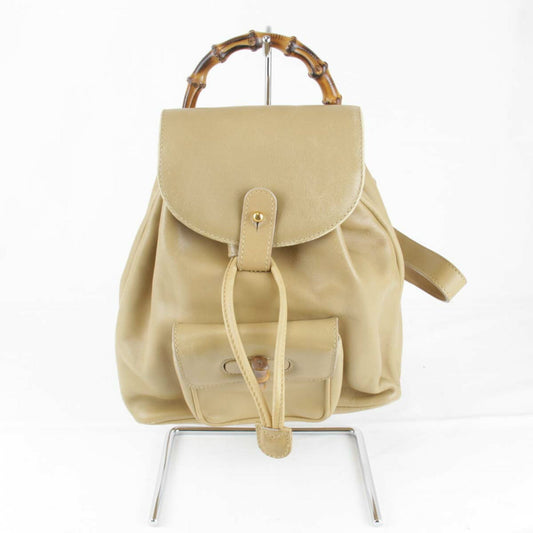 Gucci Bamboo Beige Leather Backpack