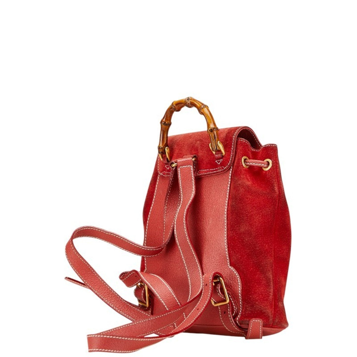 Gucci Bamboo Red Color Suede Leather Backpack
