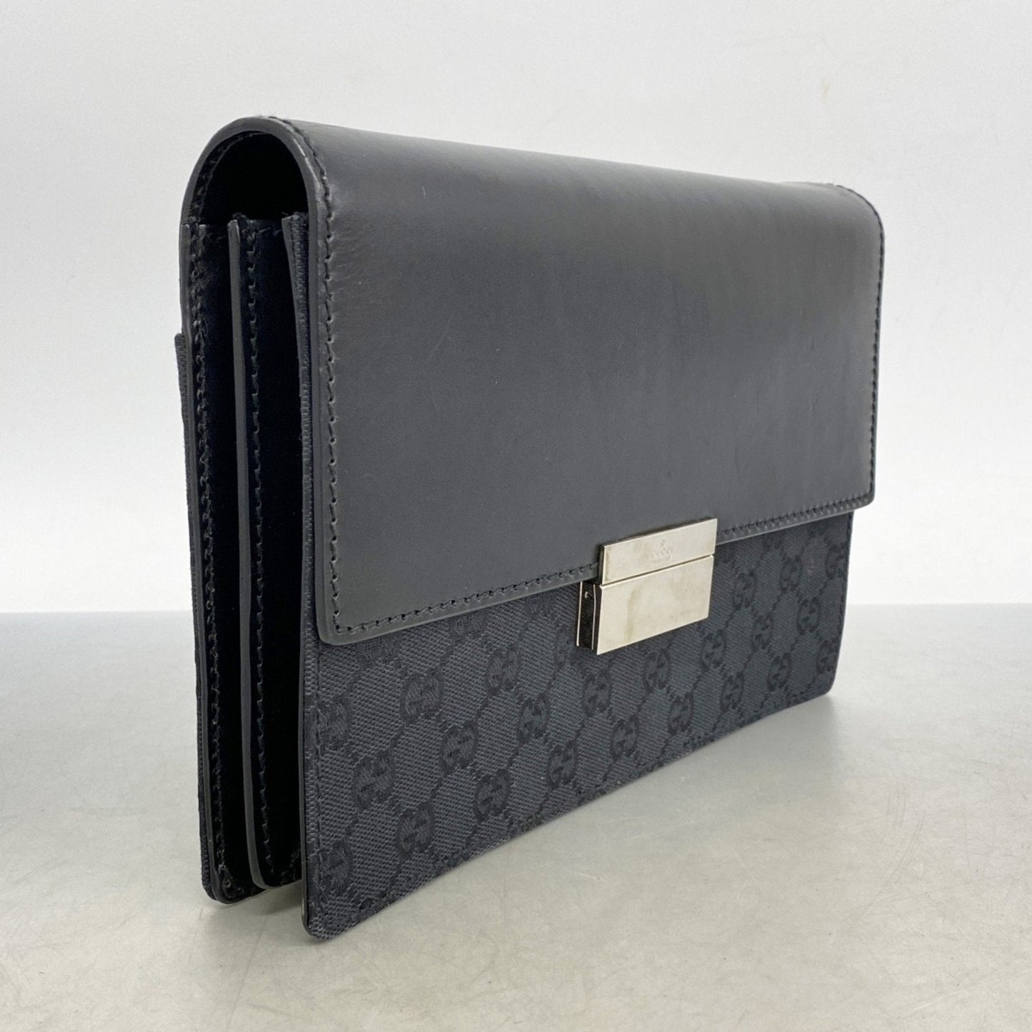 Gucci Black Canvas Leather Clutch Bag