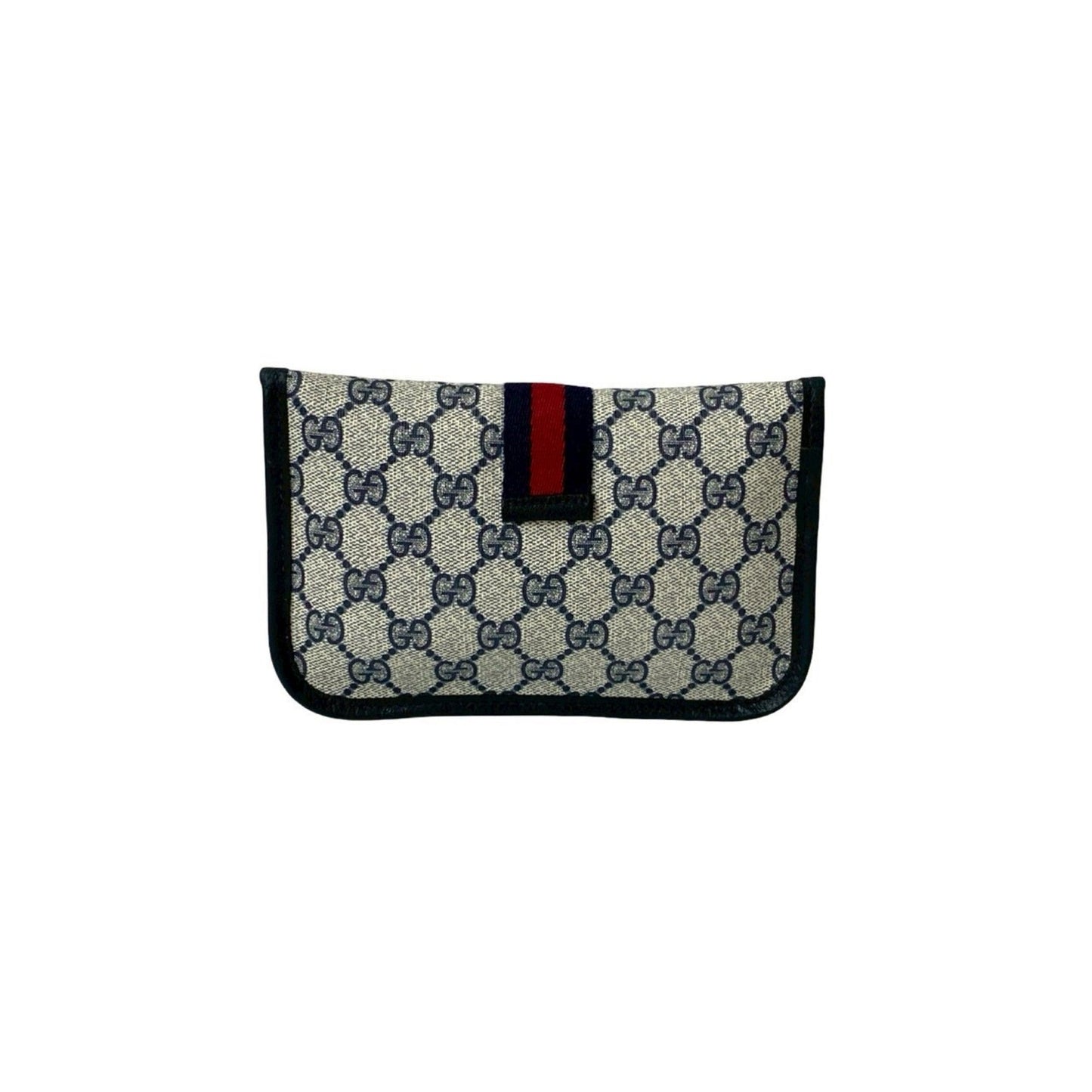 Gucci Navy Red Color Leather Pvc Pouch