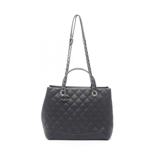 Chanel Matelasse Black Leather Tote Bag
